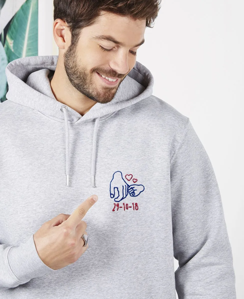 Hoodie homme Date de naissance brodé personnalisée