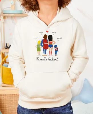 Hoodie homme Famille super-héros personnalisé