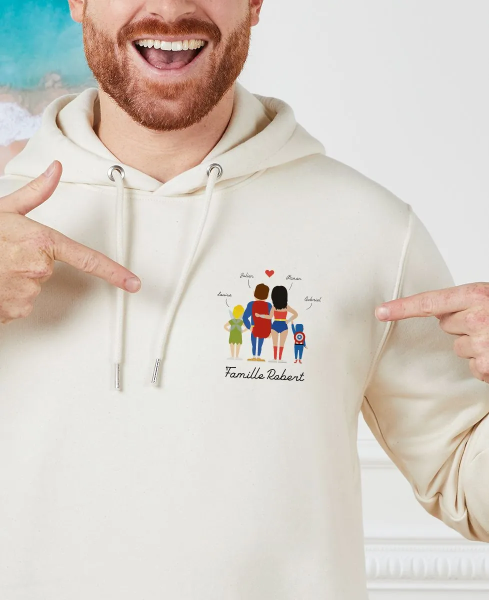 Hoodie homme Famille super-héros personnalisé