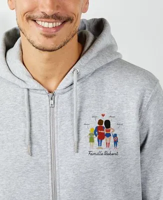 Hoodie homme Famille super-héros personnalisé