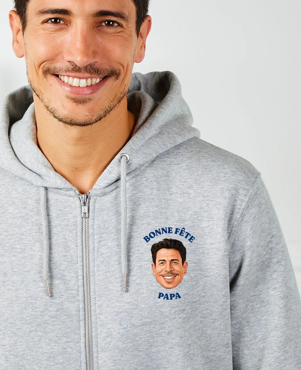 Hoodie zippé homme Caricature fête des pères personnalisé