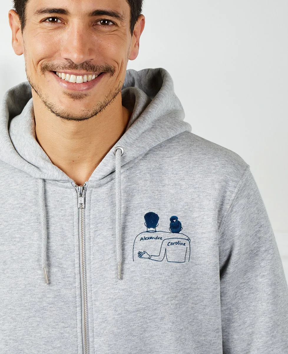 Hoodie zippé homme Couple brodé personnalisé