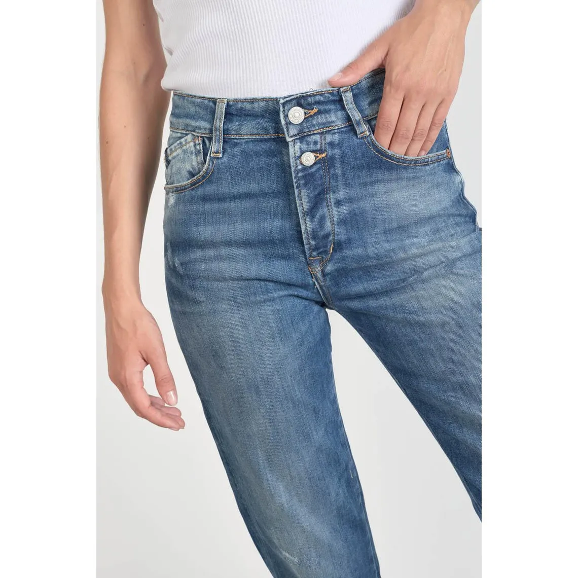 Jeans  400/19 mom taille haute, longueur 34 en coton Sara | 3 Suisses