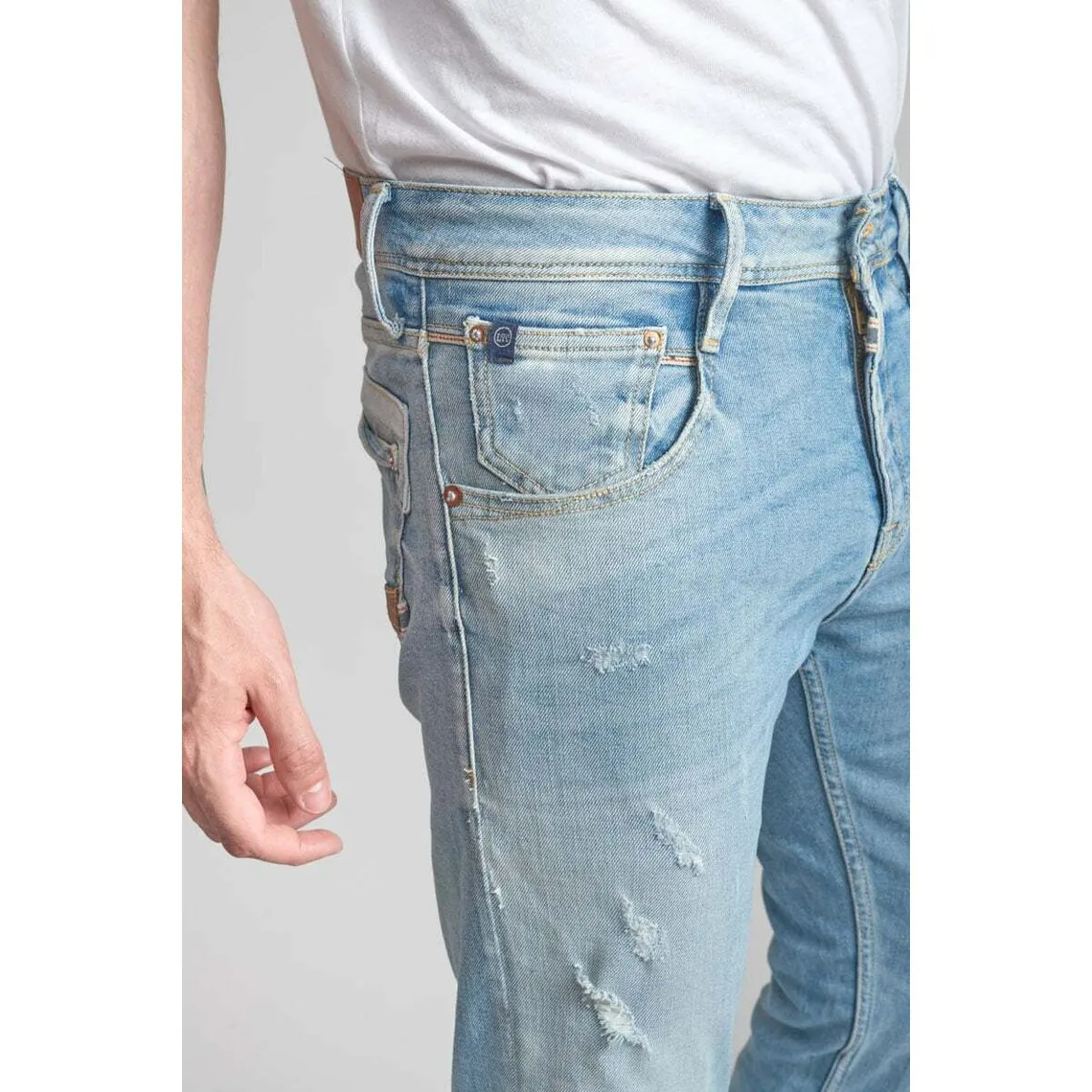 Jeans ajusté stretch 700/11, longueur 34 bleu en coton Vern | 3 Suisses