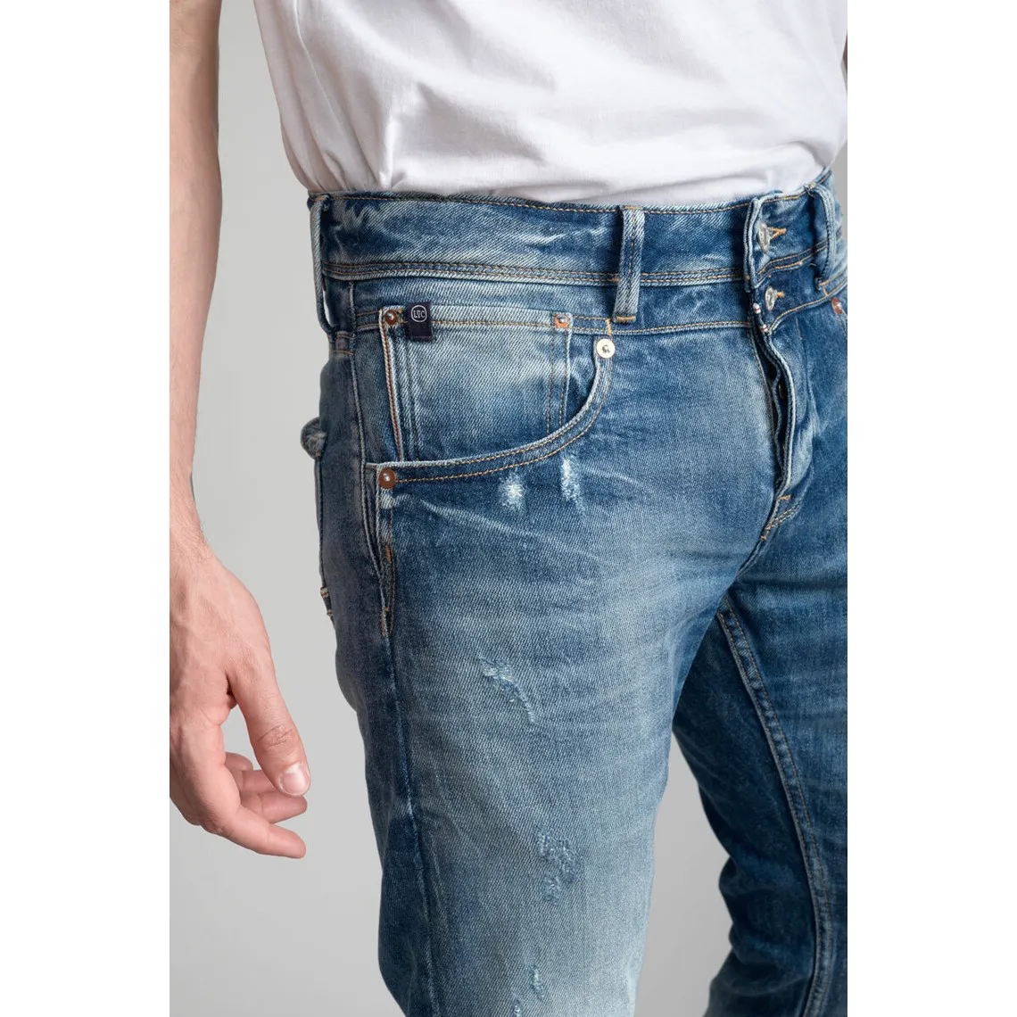 Jeans ajusté stretch Beny 700/11, longueur 34 bleu en coton | 3 Suisses