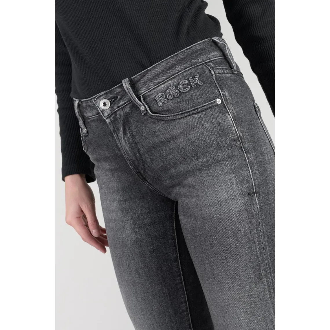 Jeans flare, très évasé , longueur 34 noir en coton | 3 Suisses