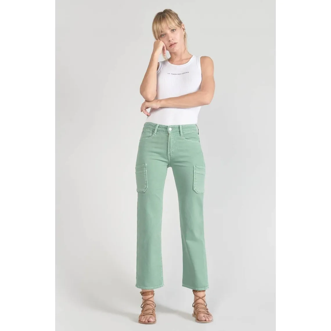 Jeans regular, droit PRECIEUX, 7/8ème vert en coton | 3 Suisses