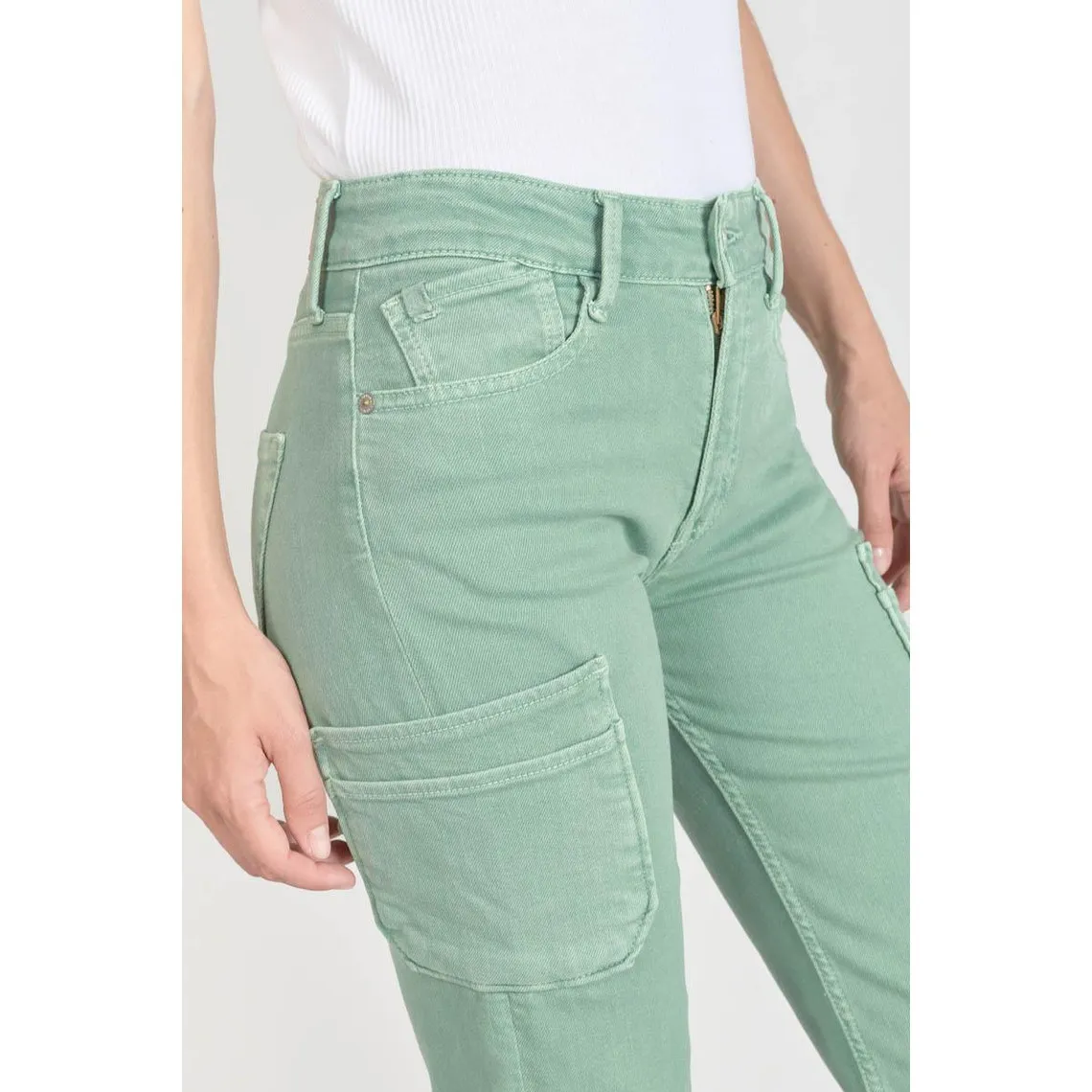 Jeans regular, droit PRECIEUX, 7/8ème vert en coton | 3 Suisses