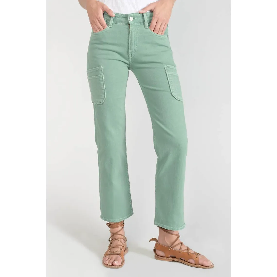 Jeans regular, droit PRECIEUX, 7/8ème vert en coton | 3 Suisses