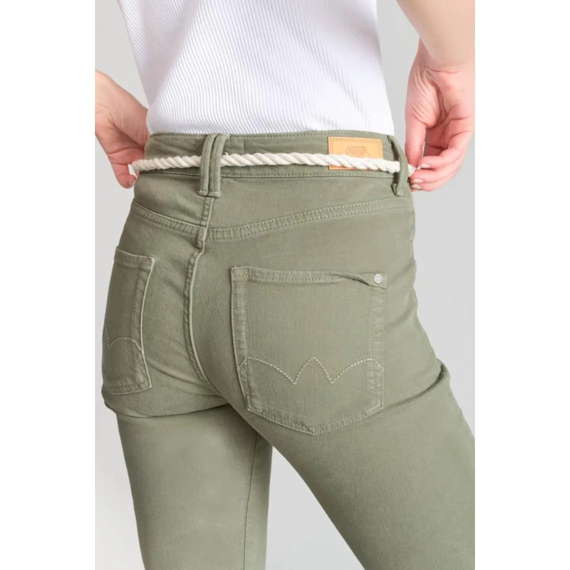 Jeans regular, droit pricilia, 7/8ème vert en coton | 3 Suisses