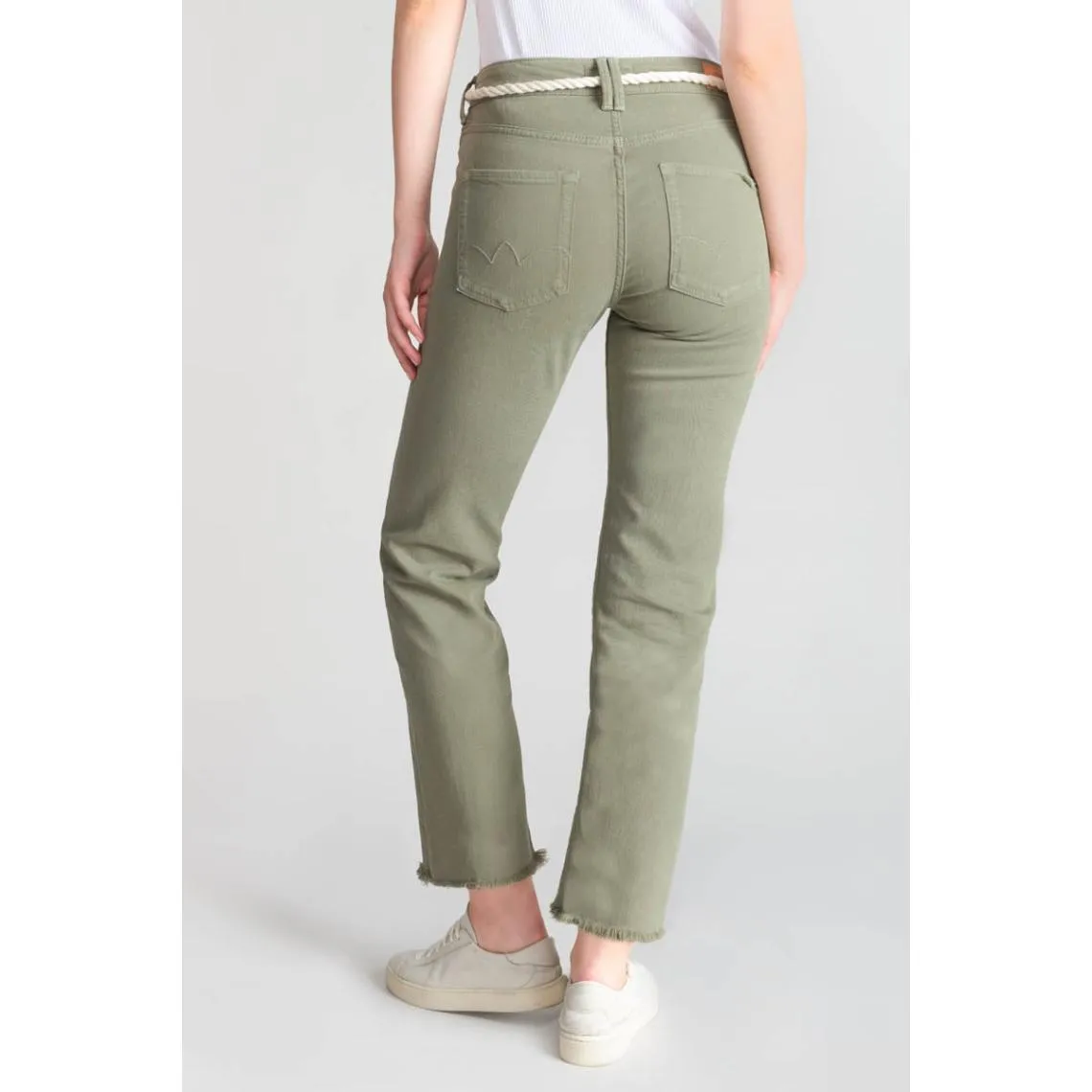 Jeans regular, droit pricilia, 7/8ème vert en coton | 3 Suisses