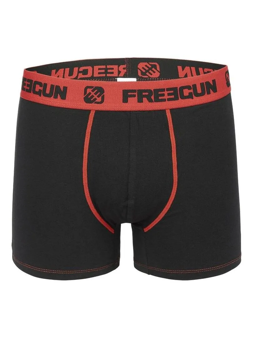 Lot de 2 Boxers garçon coton Uni Freegun - Noir