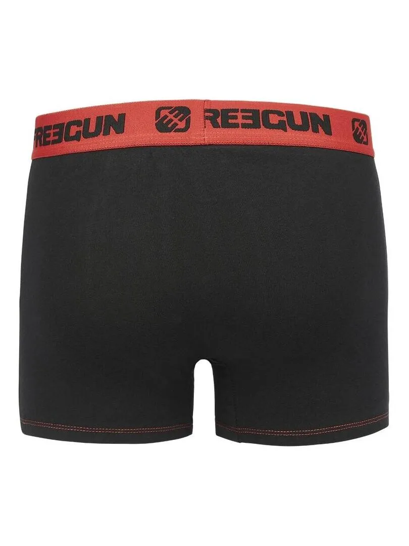 Lot de 2 Boxers garçon coton Uni Freegun - Noir