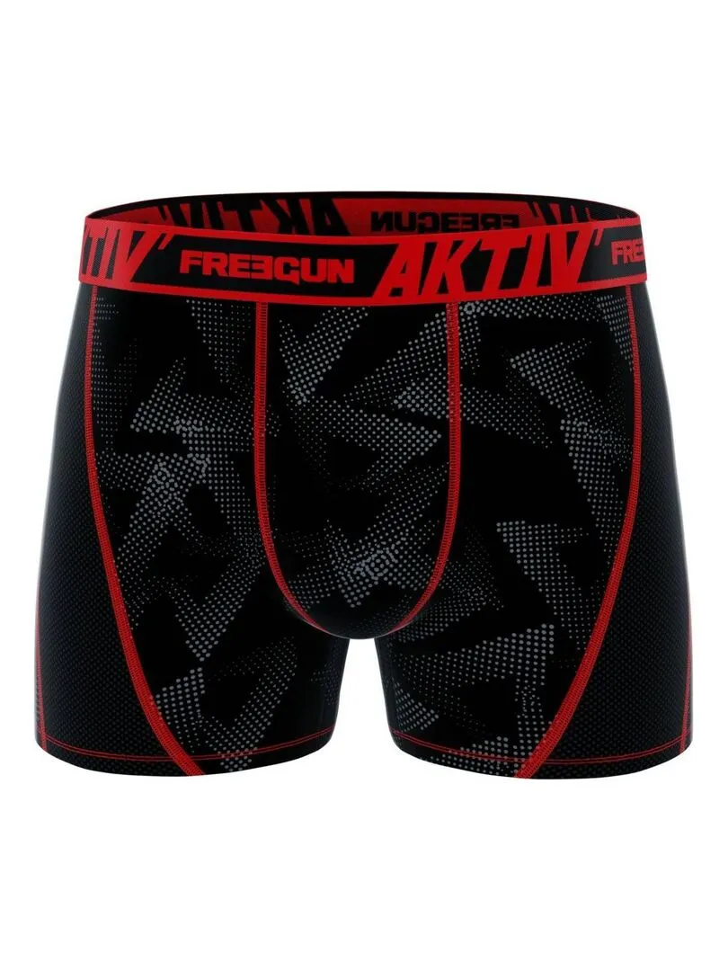 Lot de 4 Boxers homme Aktiv Sport surpiqûres colorées Freegun - Noir