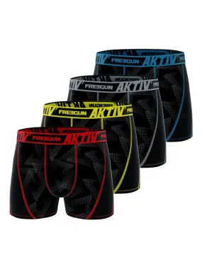 Lot de 4 Boxers homme Aktiv Sport surpiqûres colorées Freegun - Noir