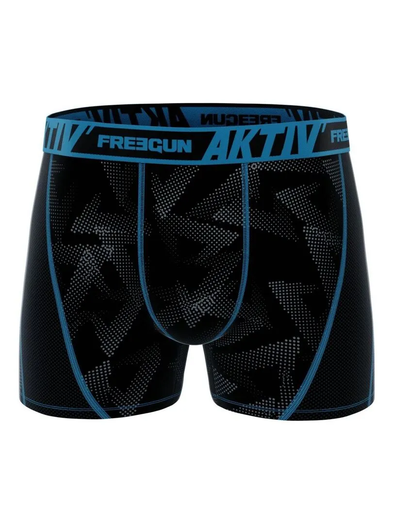 Lot de 4 Boxers homme Aktiv Sport surpiqûres colorées Freegun - Noir