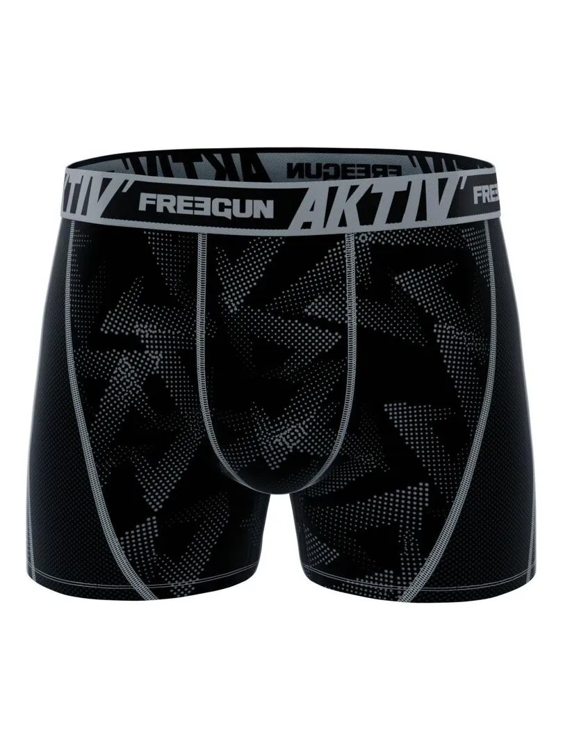 Lot de 4 Boxers homme Aktiv Sport surpiqûres colorées Freegun - Noir