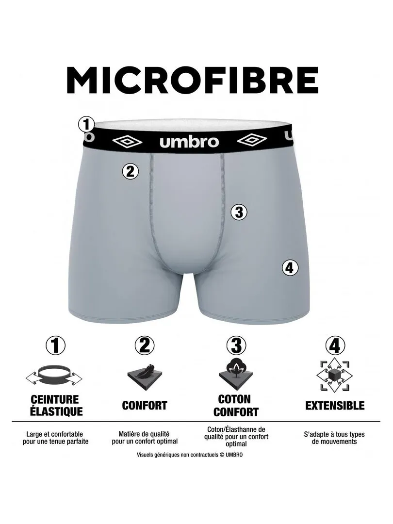 Lot de 4 Boxers homme imprimé Sublimation Umbro - Gris