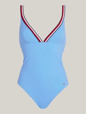 Maillot de bain Global Stripe plongeant | Bleu | Tommy Hilfiger