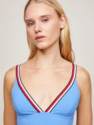 Maillot de bain Global Stripe plongeant | Bleu | Tommy Hilfiger