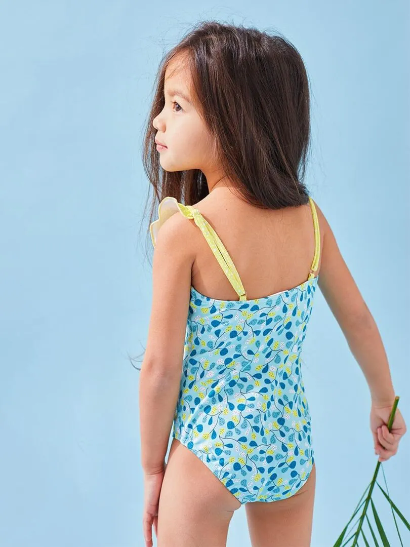 Maillot à imprimés, aqua/citron Archimède - Bleu