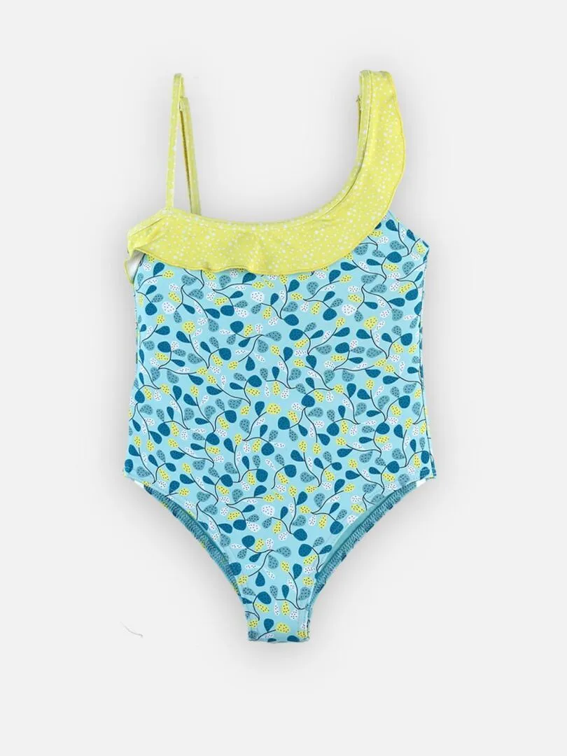 Maillot à imprimés, aqua/citron Archimède - Bleu