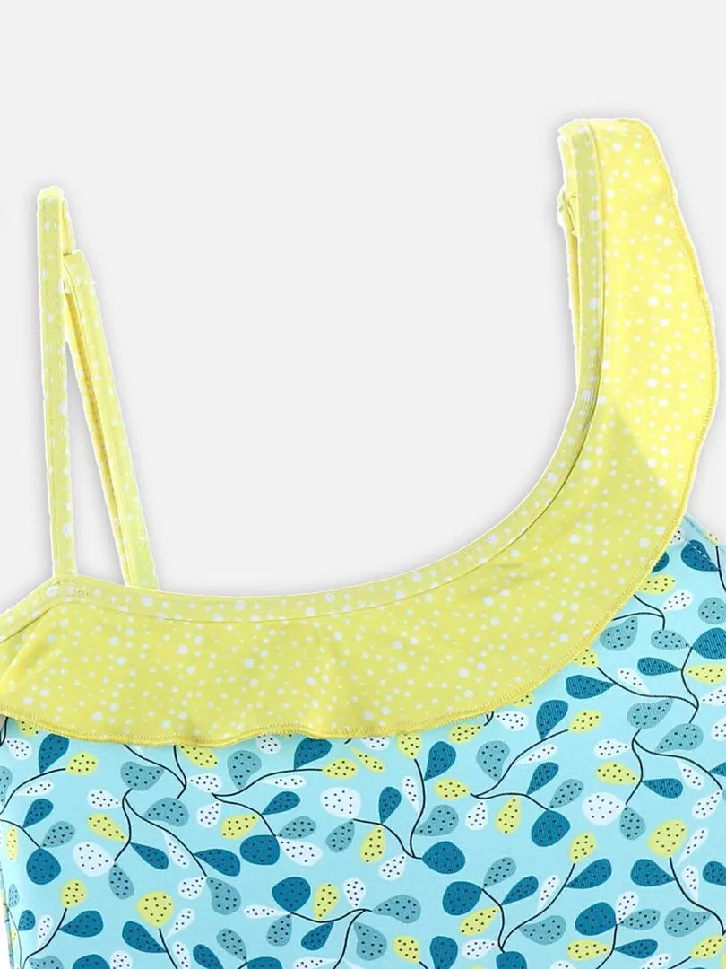 Maillot à imprimés, aqua/citron Archimède - Bleu