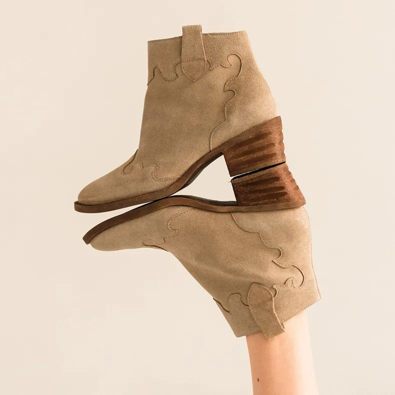 Marco Shoes Bottes beiges en daim naturel sans isolation