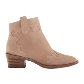 Marco Shoes Bottes beiges en daim naturel sans isolation