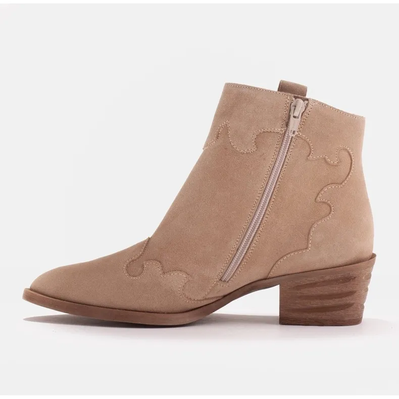 Marco Shoes Bottes beiges en daim naturel sans isolation