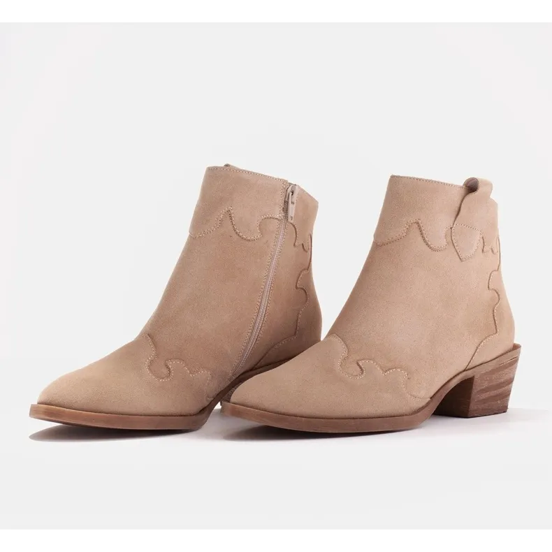 Marco Shoes Bottes beiges en daim naturel sans isolation