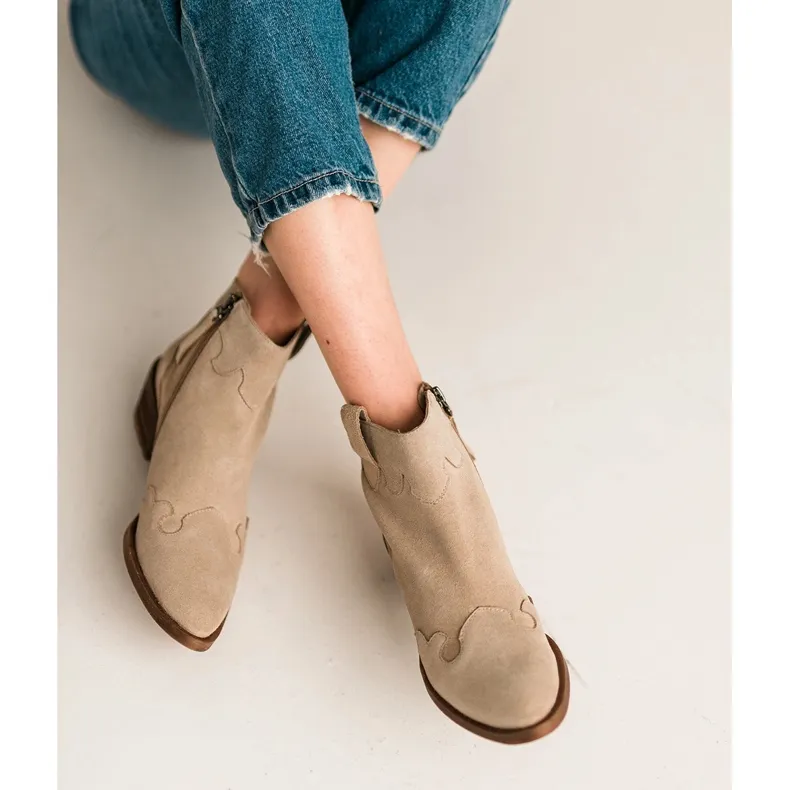 Marco Shoes Bottes beiges en daim naturel sans isolation