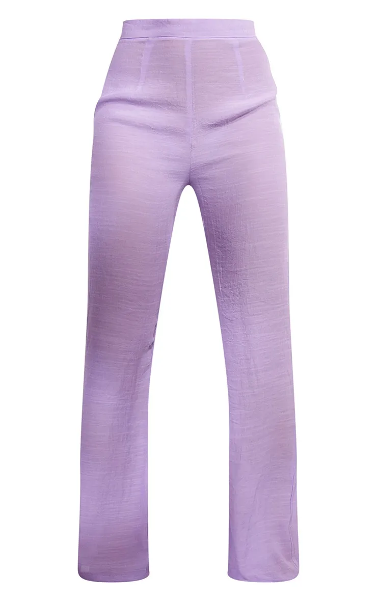 Pantalon de plage lilas effet lin