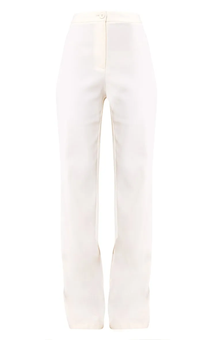 Pantalon de tailleur droit tissé crème