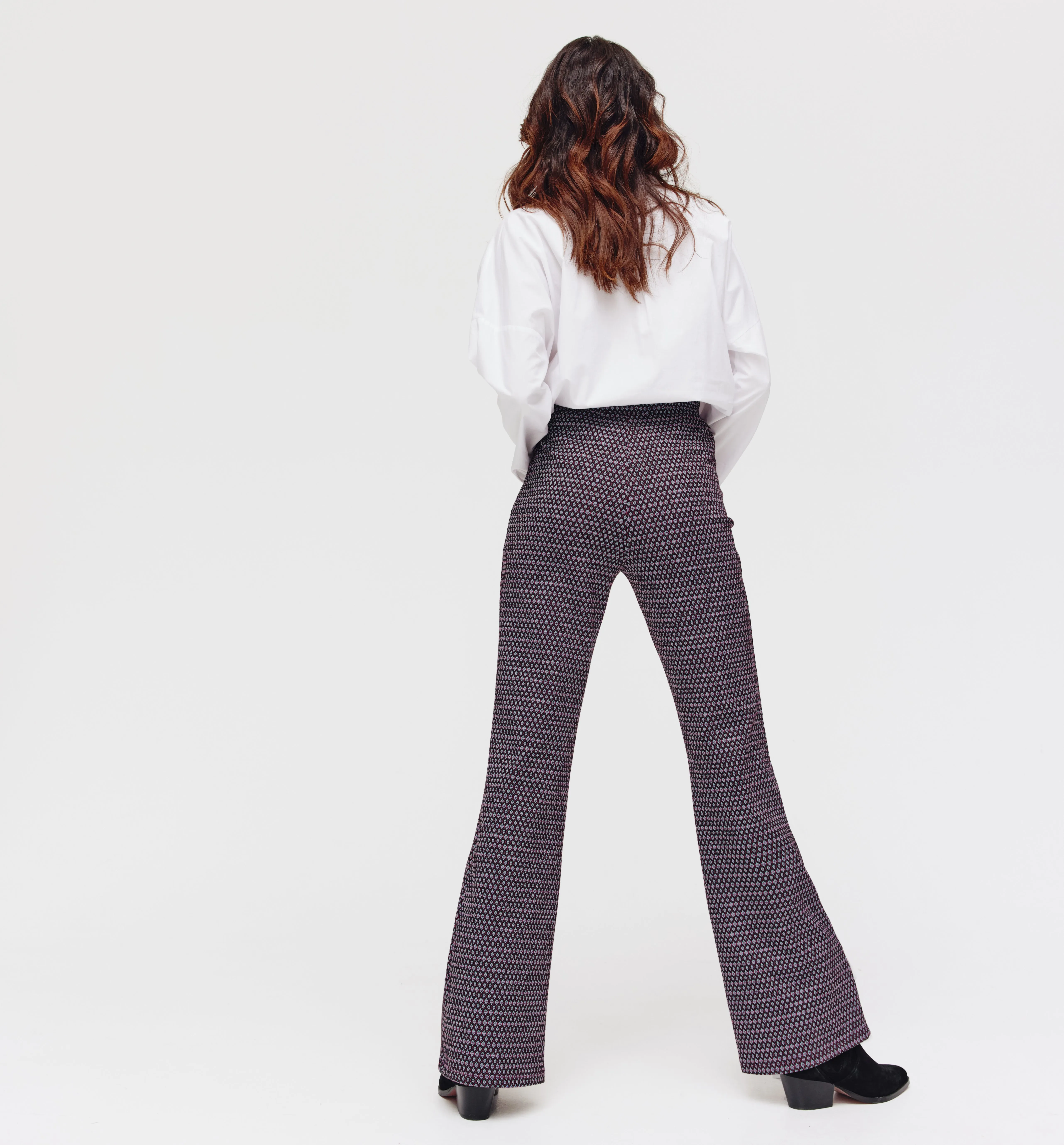 Pantalon flare à losanges - Imprimé multicolore