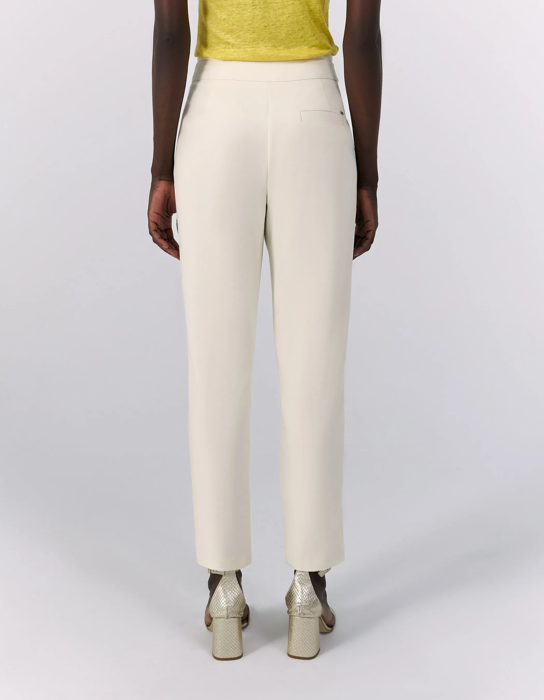 Pantalon large écru taille haute Femme