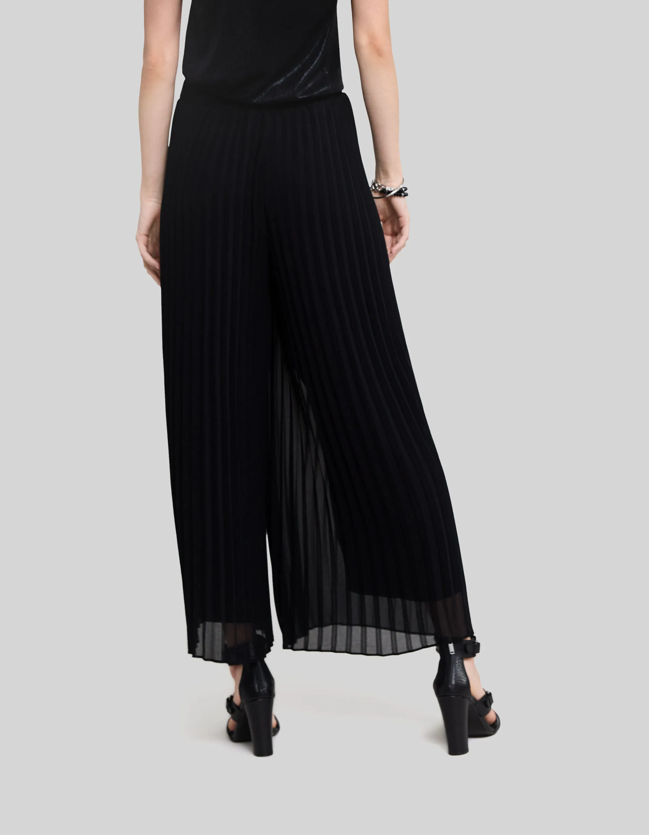 Pantalon large noir plissé Femme