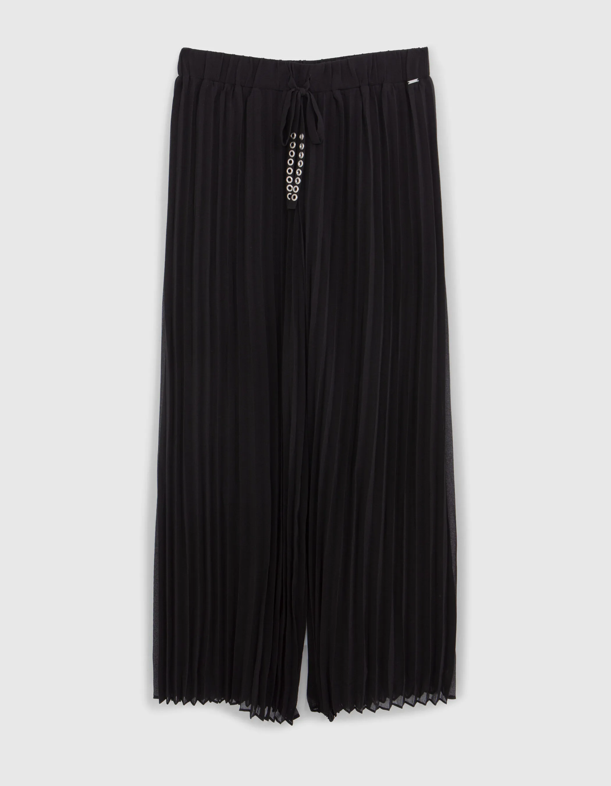 Pantalon large noir plissé Femme