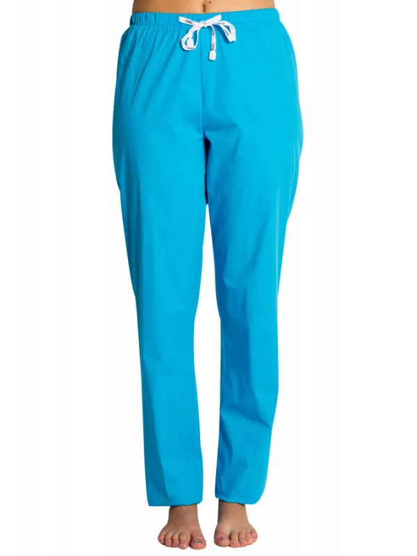 Pantalon médical bleu turquoise, coupe unisexe stretch