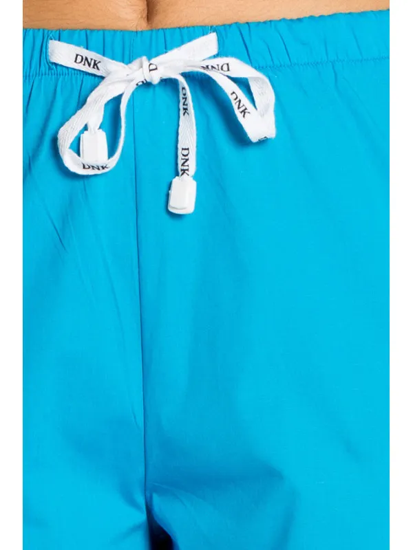 Pantalon médical bleu turquoise, coupe unisexe stretch