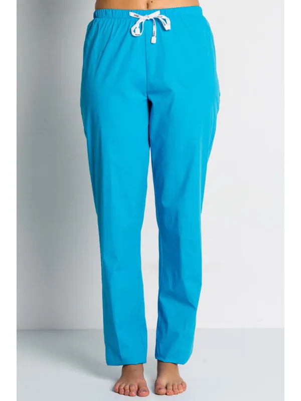 Pantalon médical bleu turquoise, coupe unisexe stretch