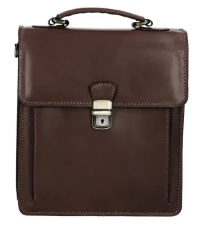 Petit cartable cuir vachette marron fonce