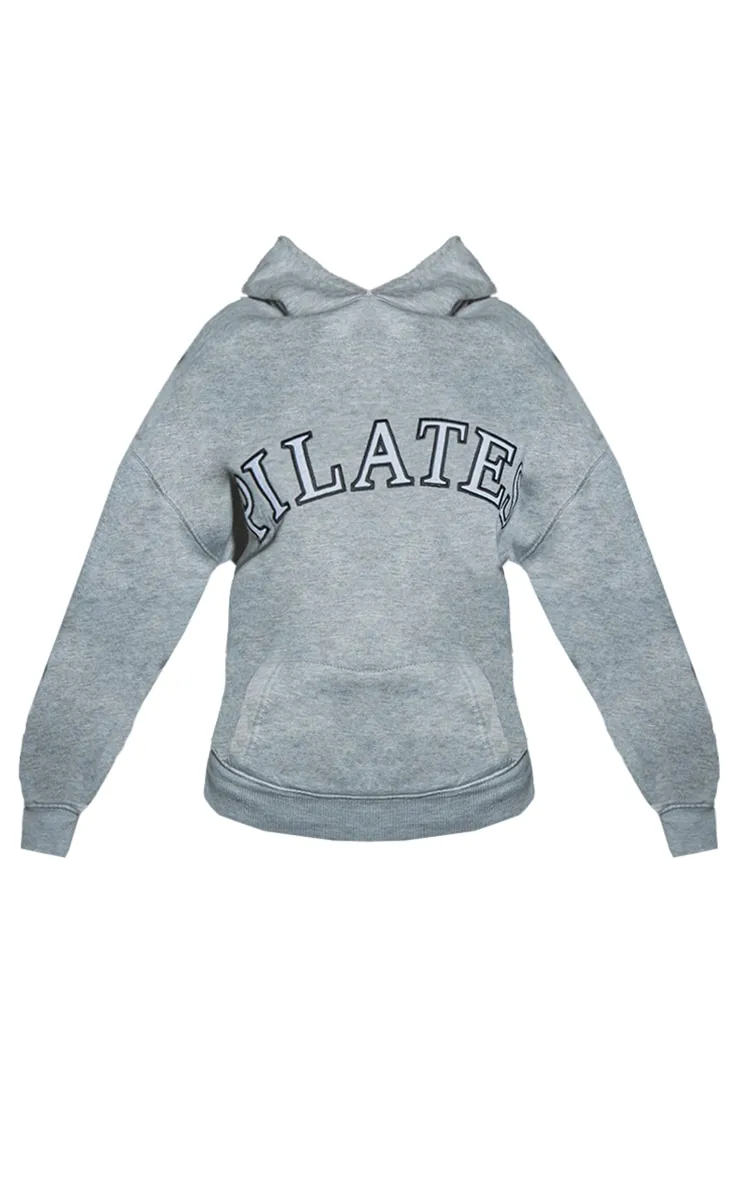 Petite Hoodie gris cendré à imprimé Pilates