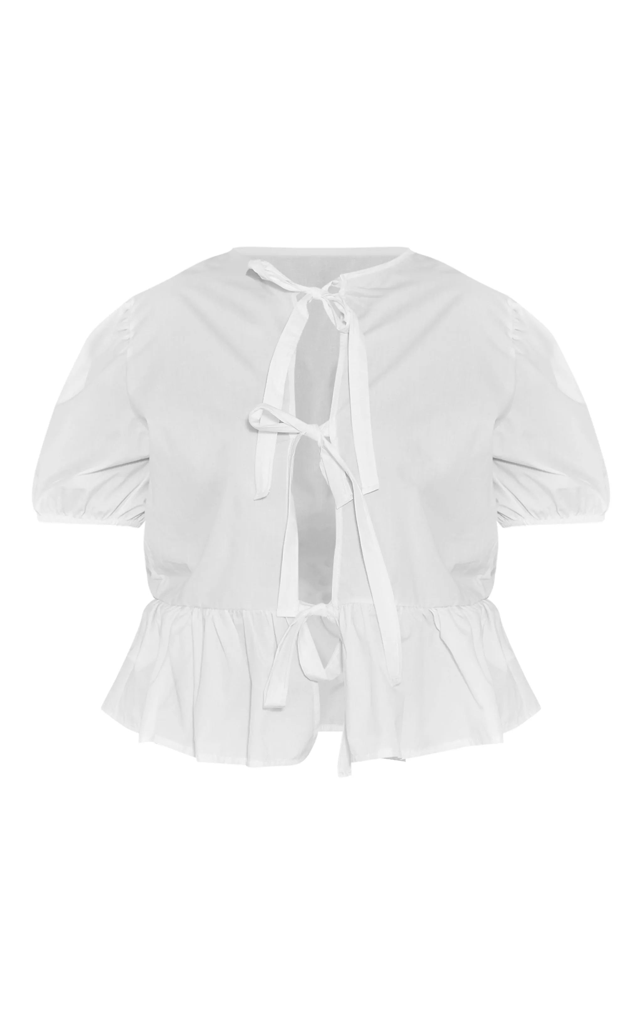 Plus Chemise blanche nouée à l'avant à manches bouffantes