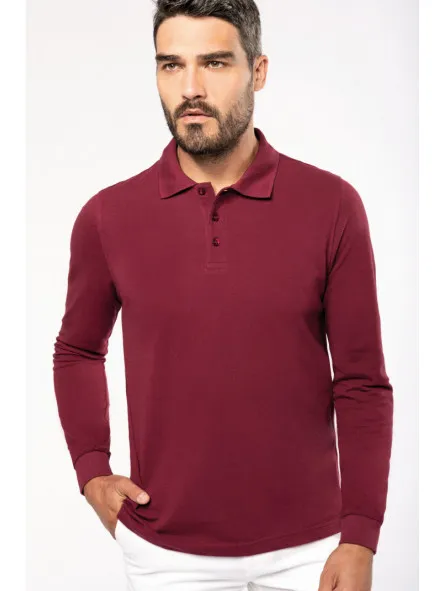 Polo 100% coton manches longues homme