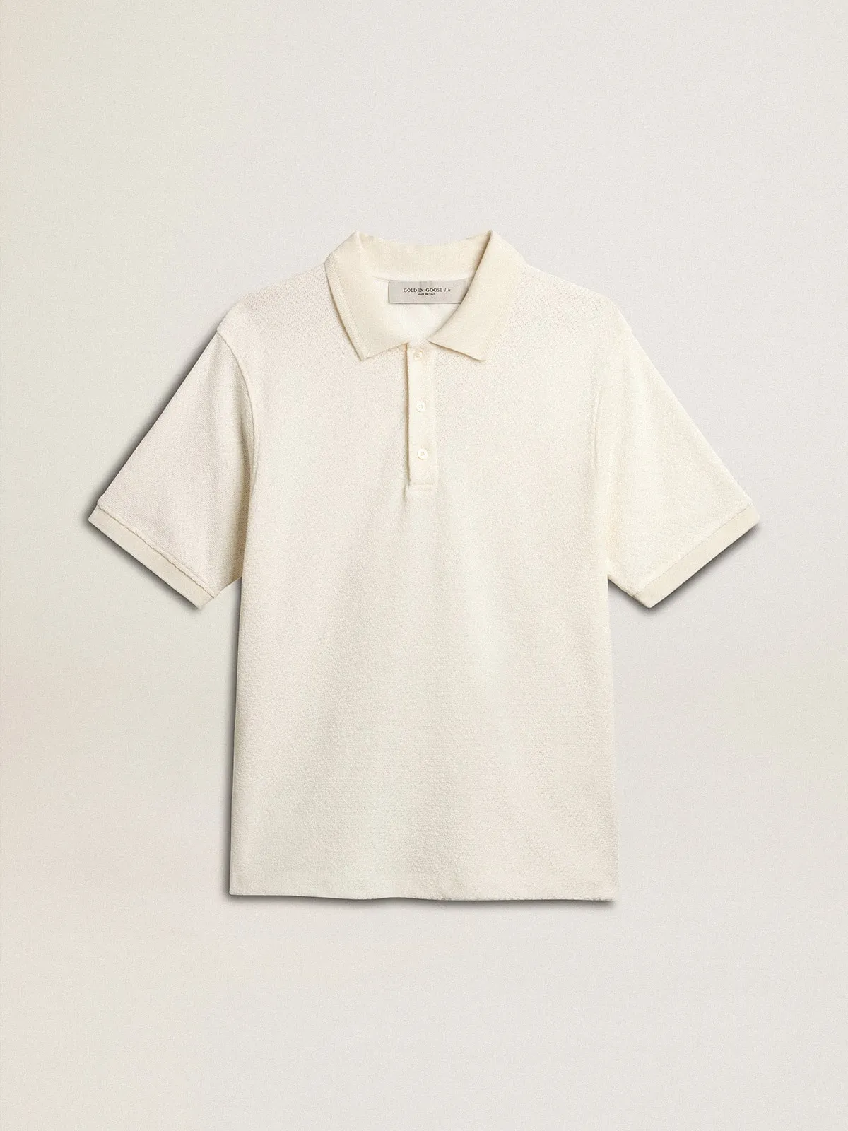 Polo homme en coton blanc avec boutons en nacre | Golden Goose