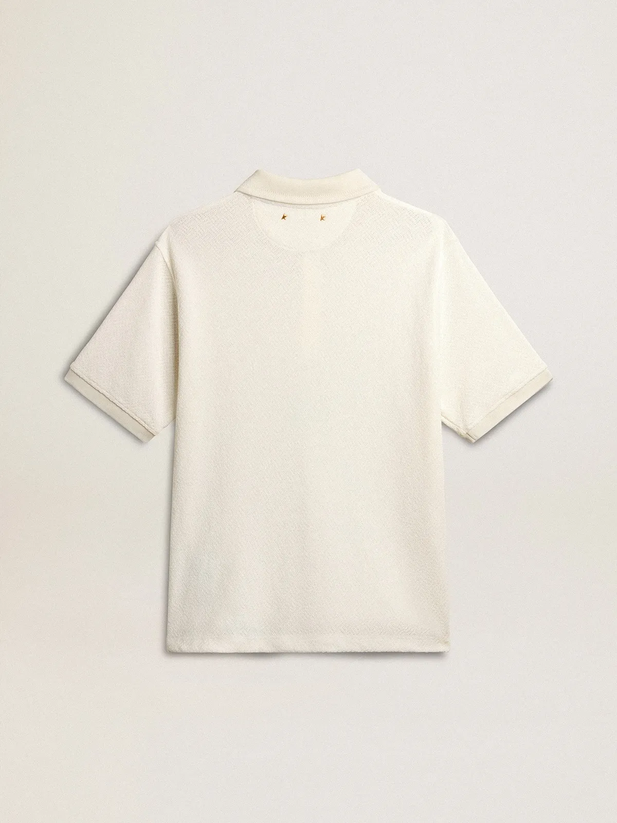 Polo homme en coton blanc avec boutons en nacre | Golden Goose