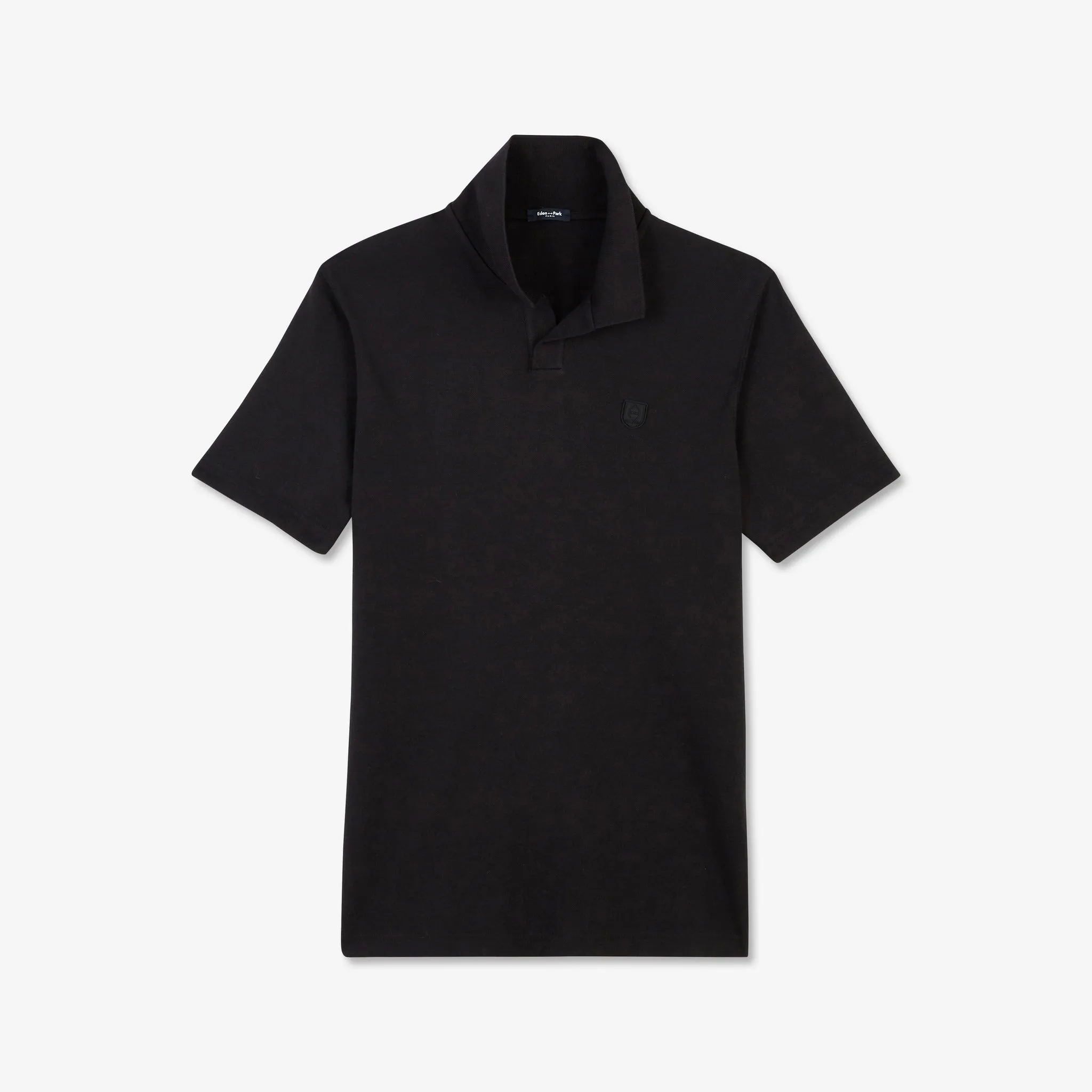 Polo noir en coton piqué