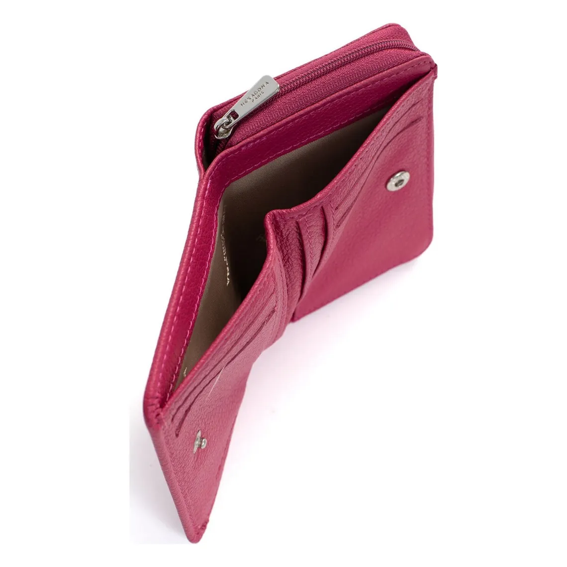 Portefeuille Cuir CONFORT Fuchsia Rose | 3 Suisses