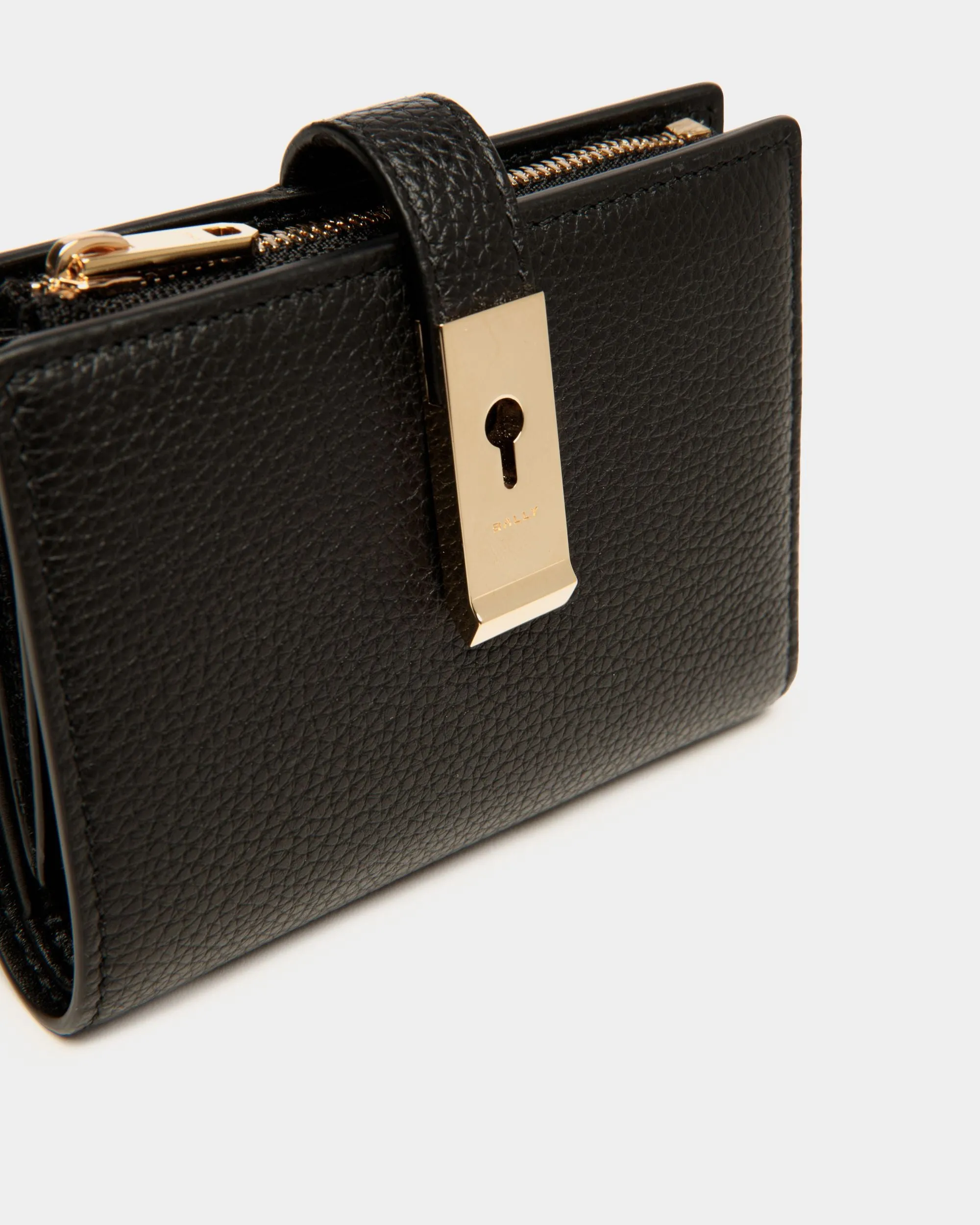 Portefeuille Lock Me En Cuir Grainé Noir